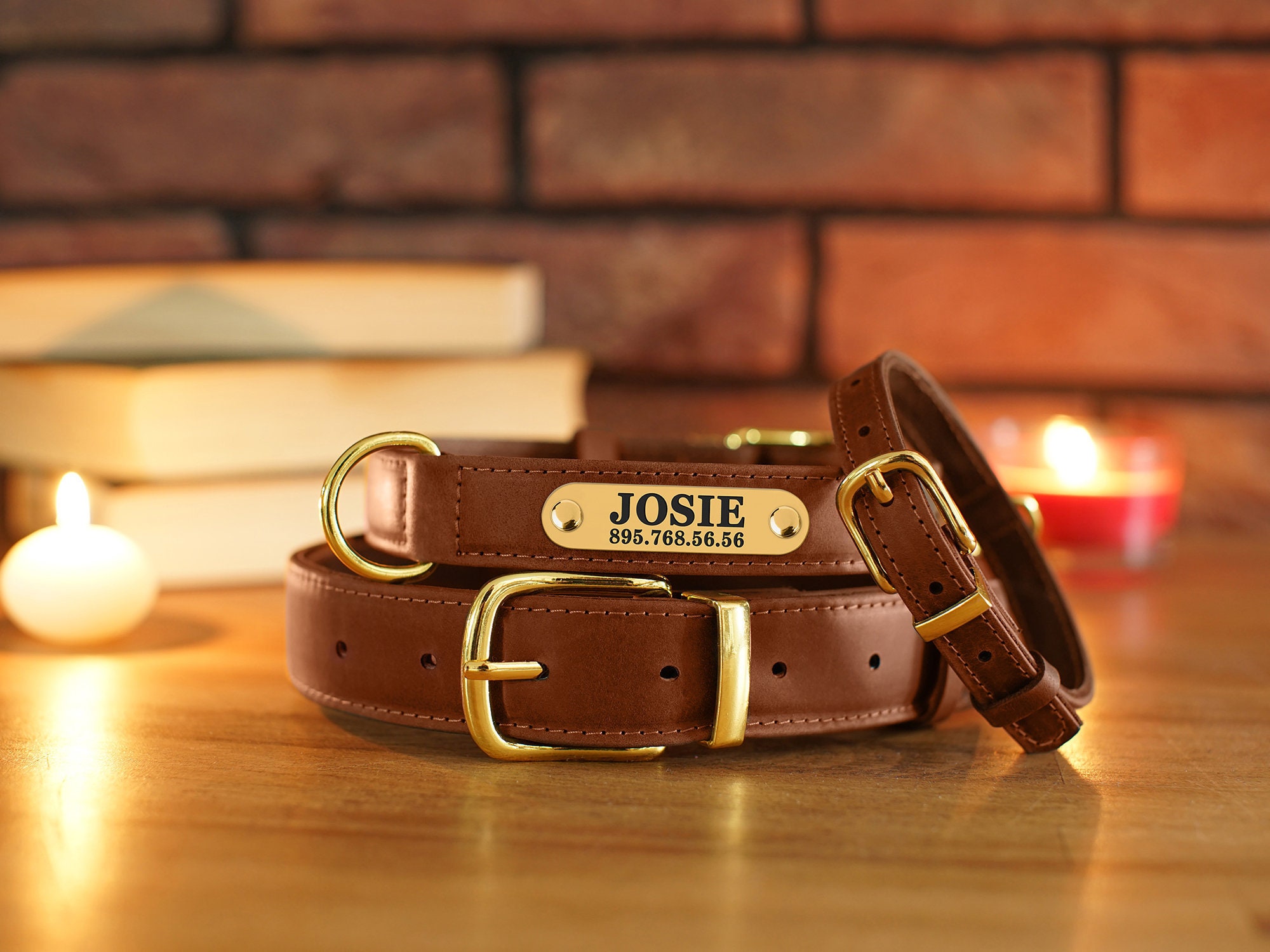colored leather dog collars