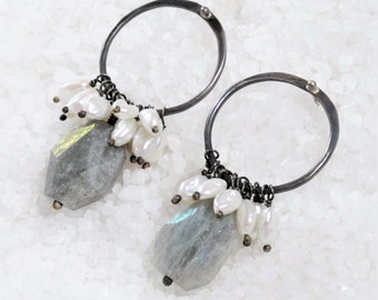 Orecchini etnici in labradorite - Gioielli