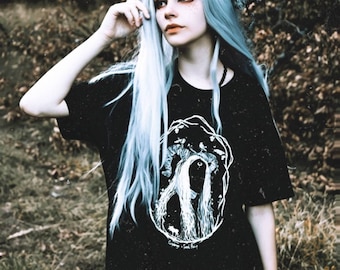 Forest Witch Soft Goth T-shirt | Witchy Alt Clothing Goblincore Dark Cottagecore Tee Witchcore Aesthetic Grunge Alternative Gothic Wicca Tee