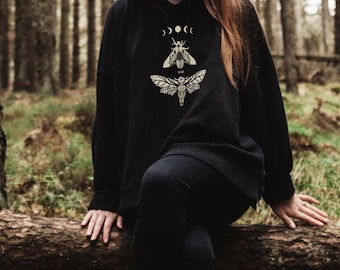 Deaths Head Moth Oversized dress hoodie | Dark Academia clothing Soft Goth Witchy clothes plus size witch alt wiccan aesthetic fall apparel