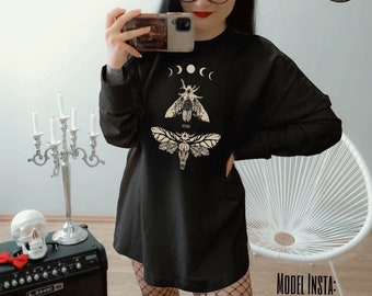 Deaths Head Moth Oversized Pullover | Dark Academia clothing Soft Goth Witchy clothes plus size witch alt wiccan aesthetic fall apparel