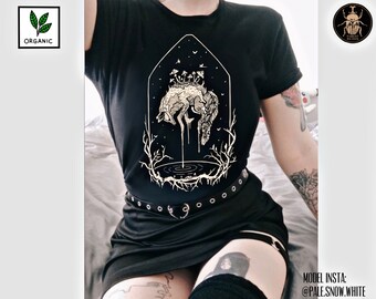 Fox + Mushrooms UNISEX T-shirt | Norse pagan tee Cottagegore aesthetic Gothic clothing goth clothes dark academia grunge shop witchy tshirt