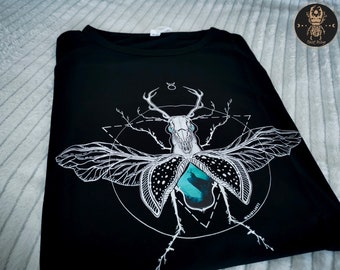 Cernunnos Horned God T shirt [ Zone blanche / Black Spot ] Stag Beetle Insect shirt witchy clothing wicca goth clothing occult norse pagan