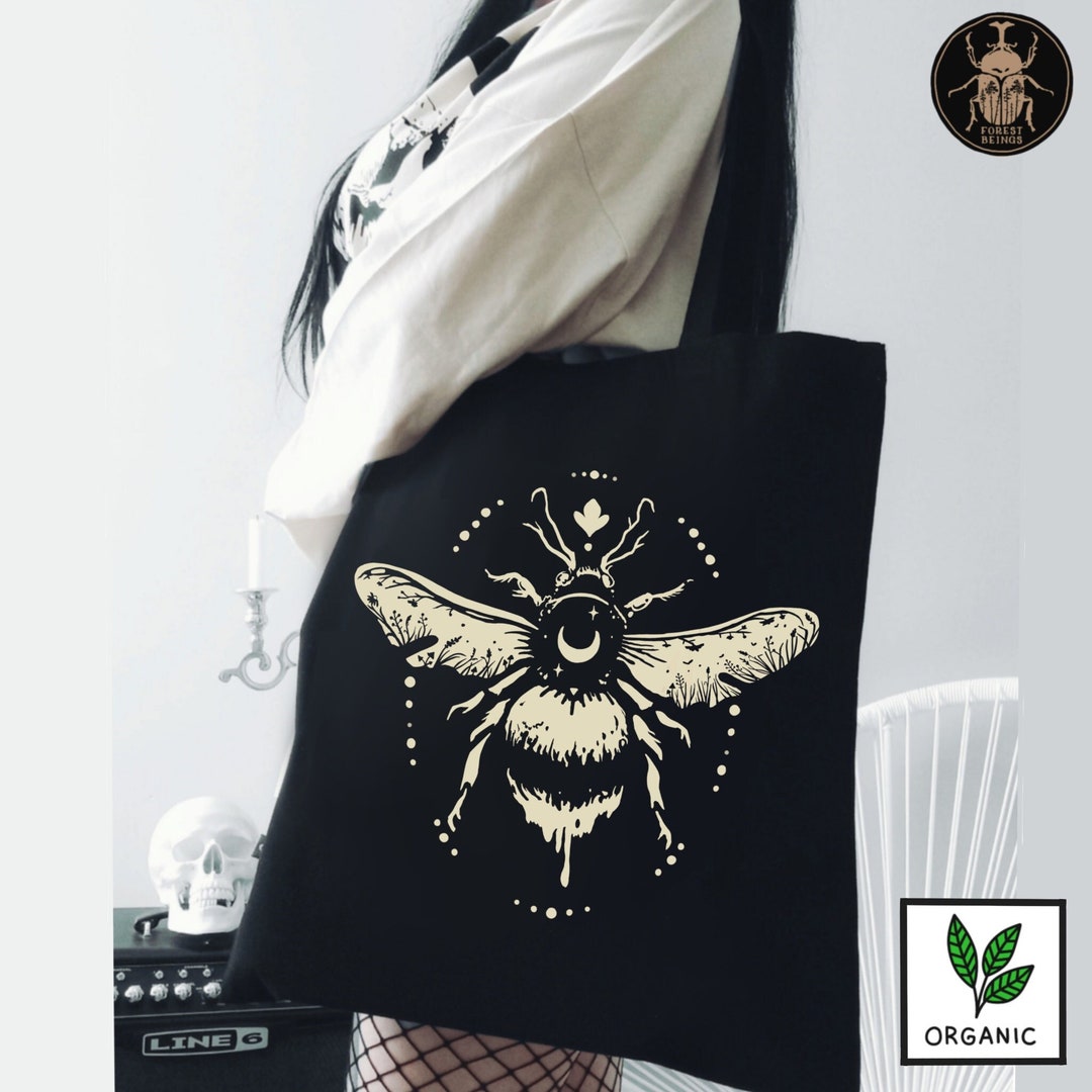 The Queen Bumble Bee ORGANIC Tote Bag Witchy Aesthetic Totes Gift Idea