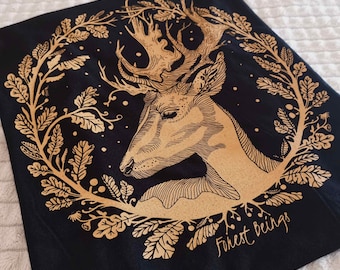 T-shirt Golden Deer - Dark Academia, sérigraphie Fairycore