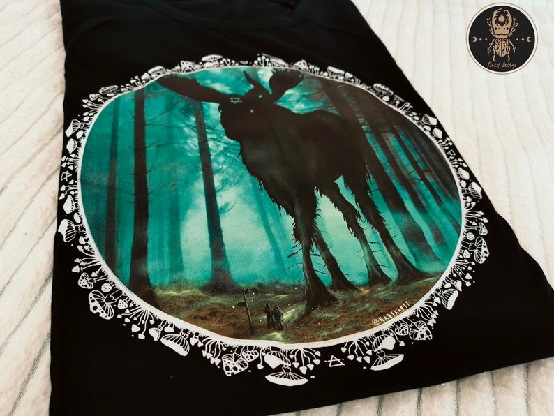Spooky Moose Gothic Tee | Occult Art Witchy Shirts Dark Witchcore Aesthetic Goblincore Creepy Clothing Norse Pagan Pastel Goth clothing 