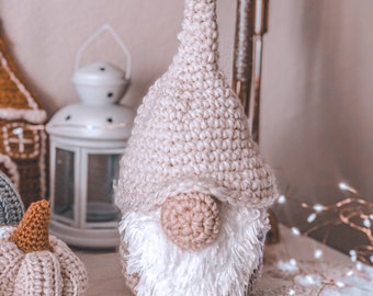 Großer nordischer Weißer Wichtel Weihnachtswichtel Deko Winterwichtel Gehäkelt Plüsch Ornament Home Dekoration