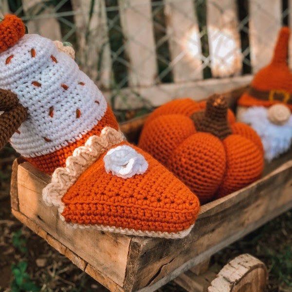 Crochet Pumpkin Pie 2pcs Fall Autumn Decoration, Herbst Deko