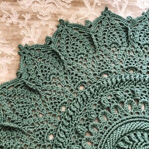 Rug, Crochet Oversized Mint Green and Chocolate Brown Lace Rug ,Vintage-Inspired Country Home Decor Item ,Handwoven with Cotton Yarn. image 2