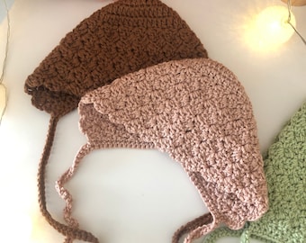 Crochet Baby Bonnet, Newborn to Toddler, Handmade Baby Gift