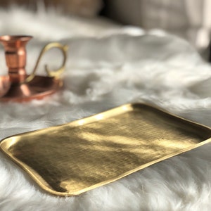 Brass Tray Gold Platter, Decorative Serving Tray image 2