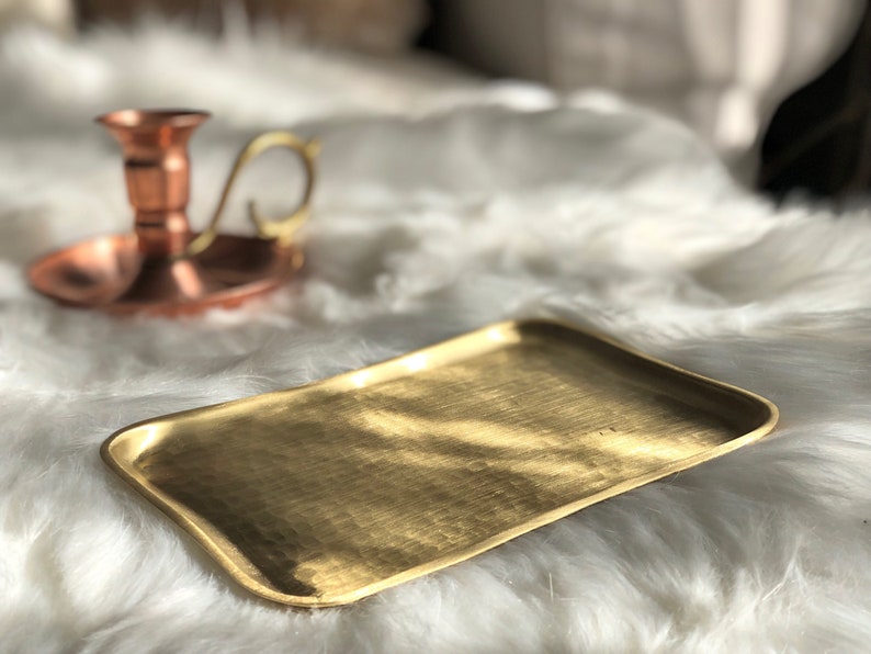 Brass Tray Gold Platter, Decorative Serving Tray image 2