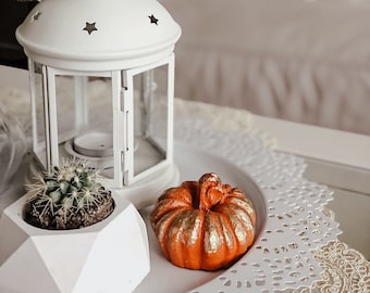 Handmade Pumpkin Trinket Handprinted Plaster Decorative Item | Home Decoration, Autumn Halloween Decor