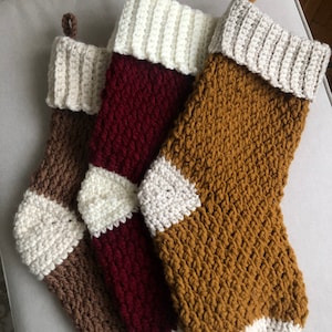 Handmade Crochet Christmas Stockings, Rustic Holiday Decor, Farmhouse Christmas Decoration
