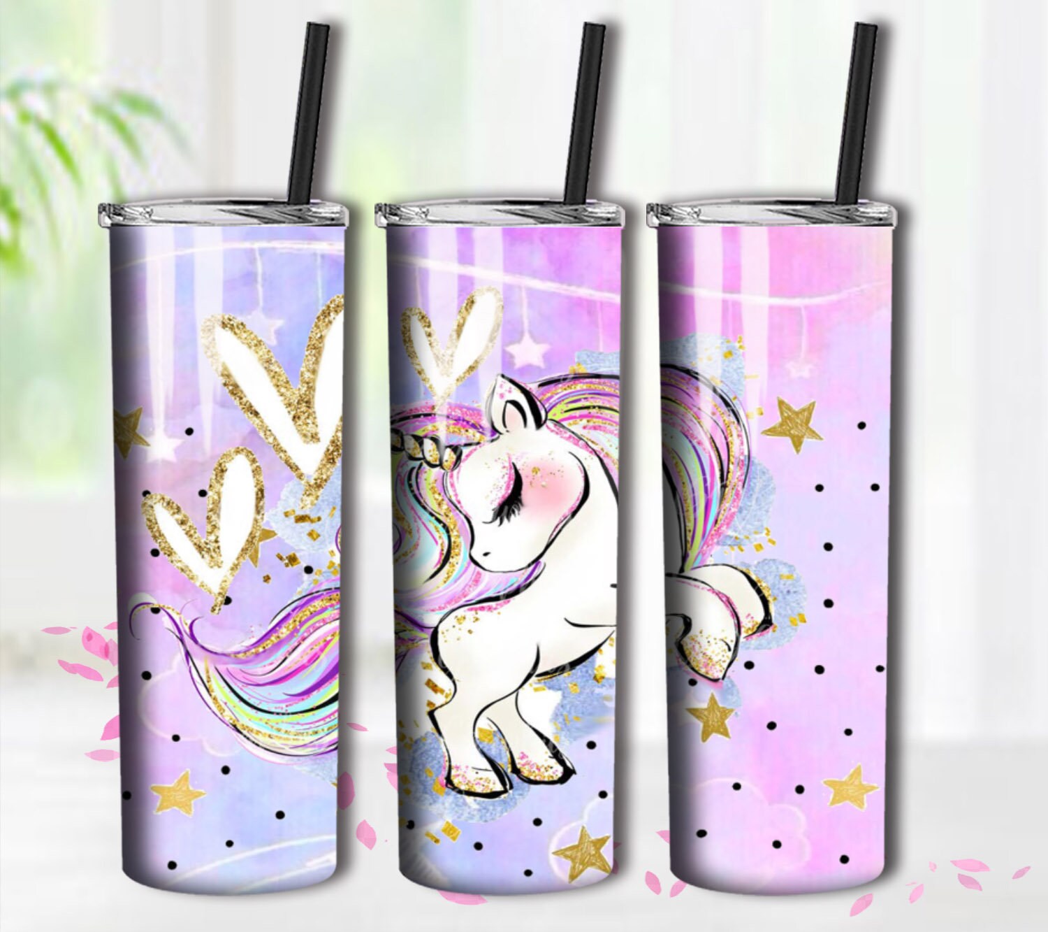 Unicorn 20 oz Skinny Tumbler - Leopard Print Skinny Tumbler - Stainle…
