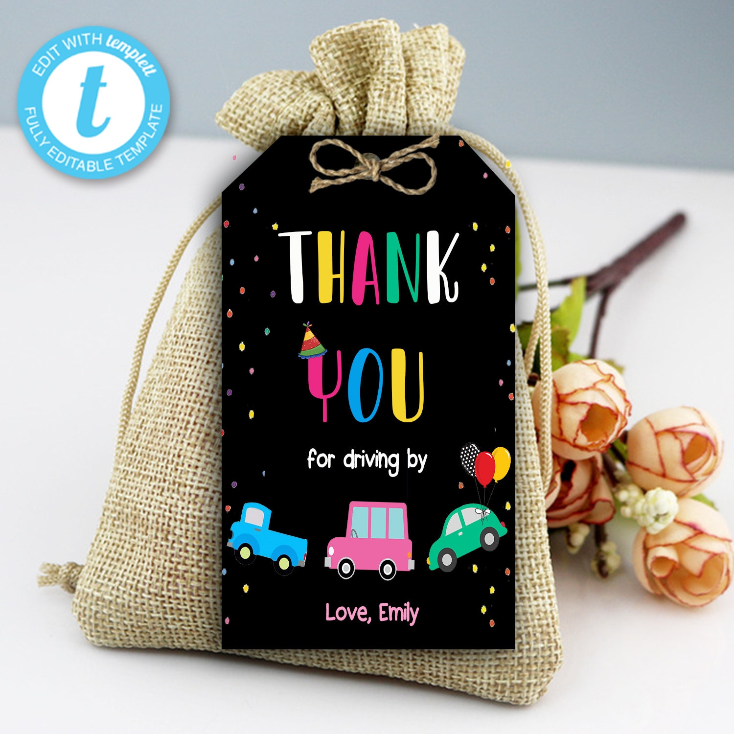 Editable Drive Through Baby Shower Favor Tag DriveBy Baby Etsy