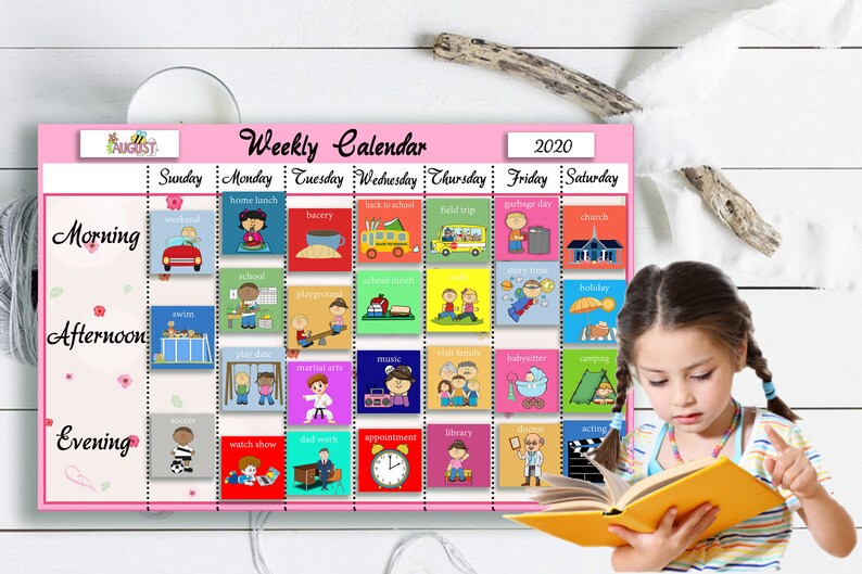 Kids Calendar Weekly Activity Schedule Toddler Calendar Etsy