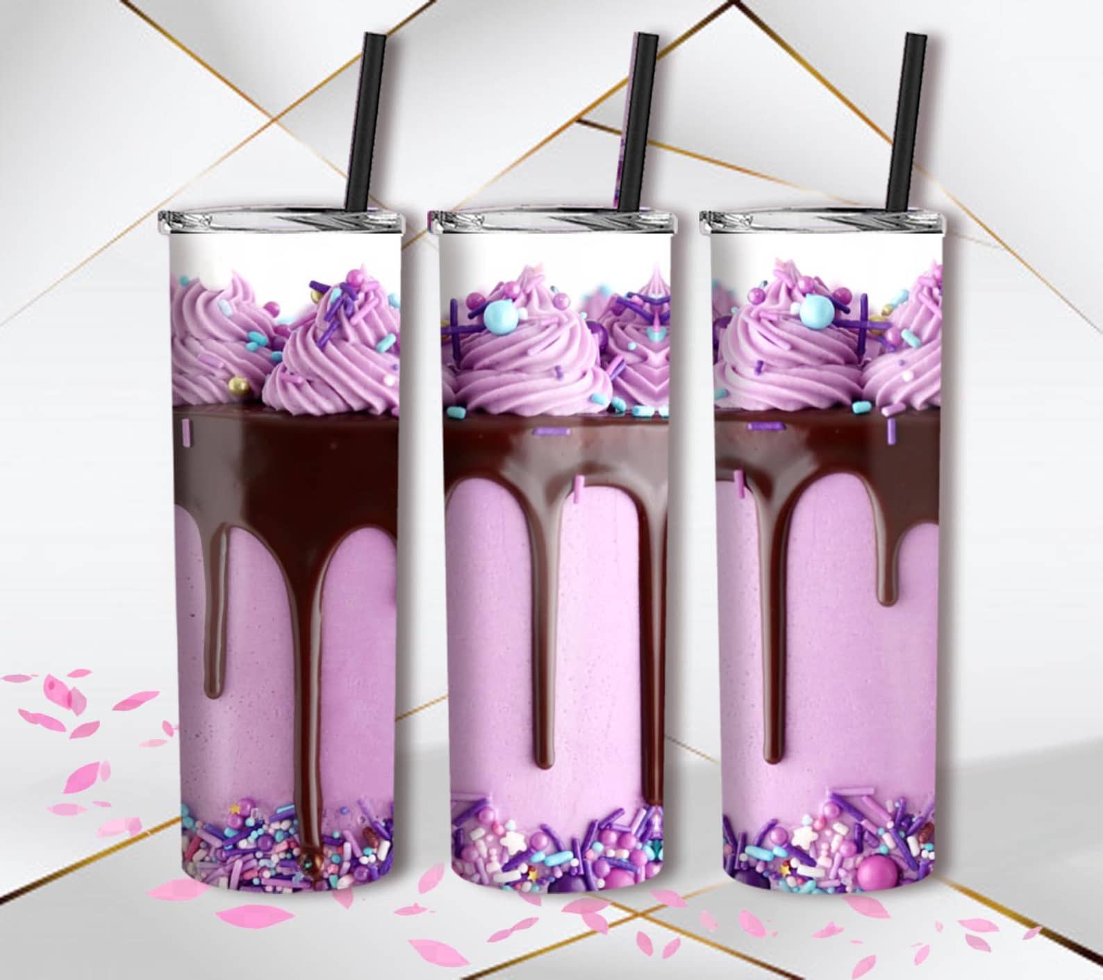 Cake Tumbler Cake Print Skinny Tumbler Stainless Steel Etsy