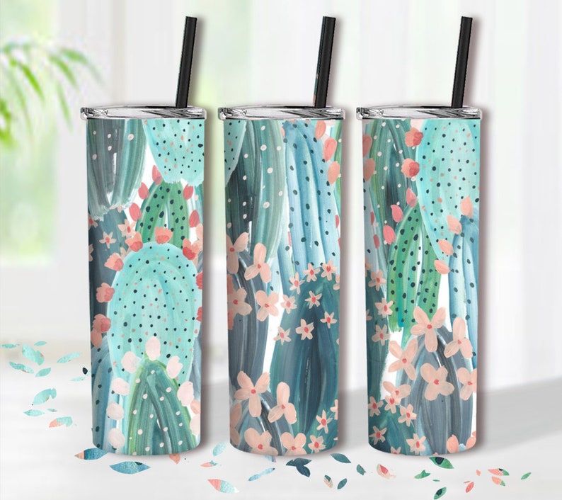 Tropical Print Skinny Tumbler Cactus 20 oz Skinny Tumbler Sonic Print Travel Mug YOU PRINT Stainless Steel Tumbler Custom 20 oz