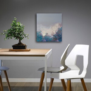 Modern living room picture. Large blue abstract wall art. Landscape oil canvas painting. image 2