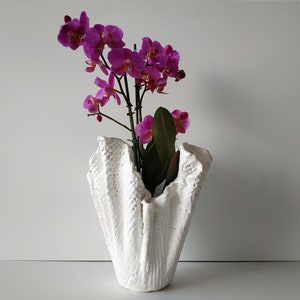 Large modern sculptural planter. Scandinavian tall vase. Large white orchid planter pot. image 9