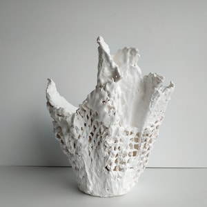 Large White Gypsum Vase: Scandinavian Style Orchid Planter