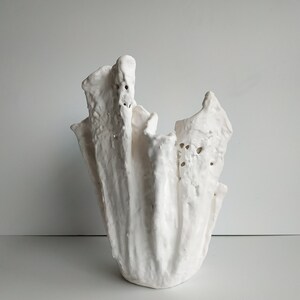 Tall handmade orchid planter. Scandinavian large vase. Modern white vase.