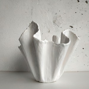 Handmade Gypsum Cache Pot: Scandinavian White Orchid Vase