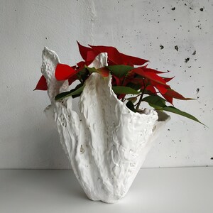 Very large white vase. Unique orchid pot. Tall handmade planter.