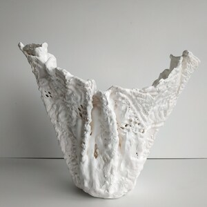 Handmade large white vase. Modern plant lover gift. White unique orchid pot.