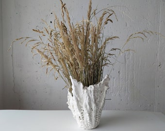 Scandinavian white vase. Unique flower growers gift. Handmade large indoor planter.