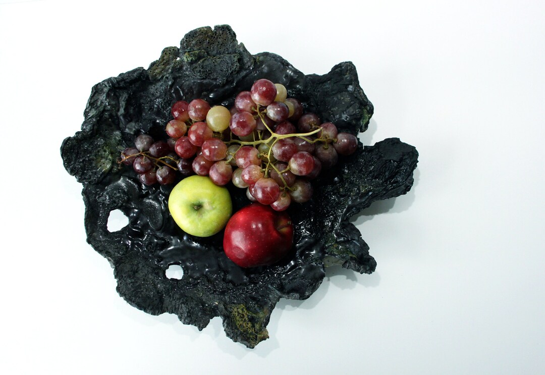 Very Large Black Fruit Bowl. Gothic Home Decor. Black Plastic Etsy