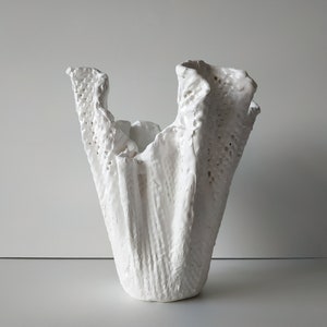 Large modern sculptural planter. Scandinavian tall vase. Large white orchid planter pot. image 3