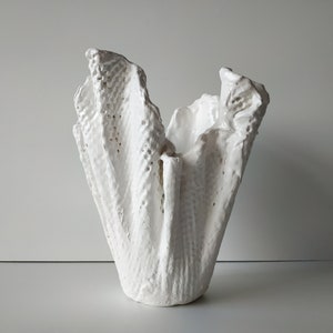 Large modern sculptural planter. Scandinavian tall vase. Large white orchid planter pot. image 7