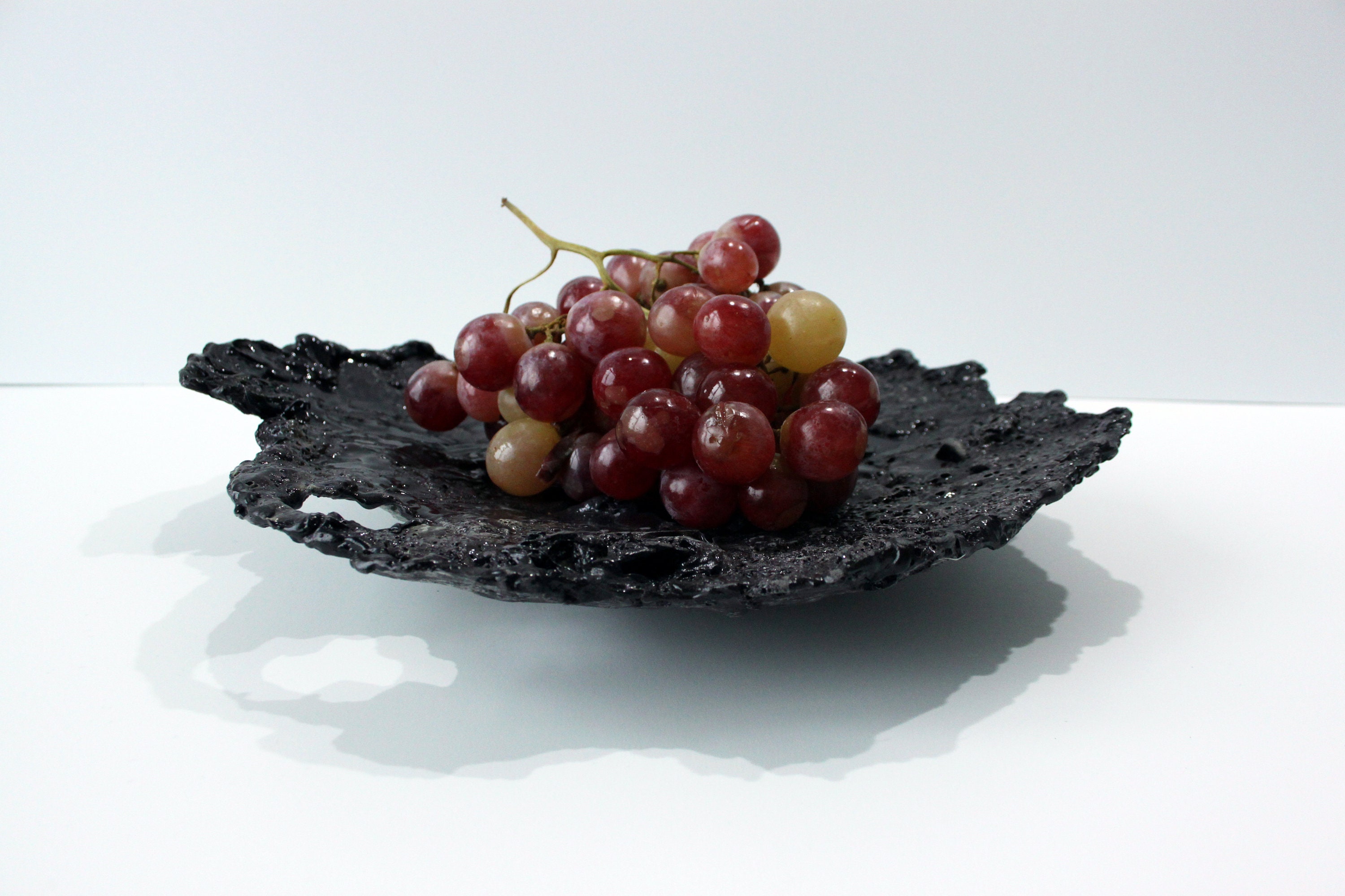 Black abstract decorative bowl. Large black fruit bowl. Gothic Etsy