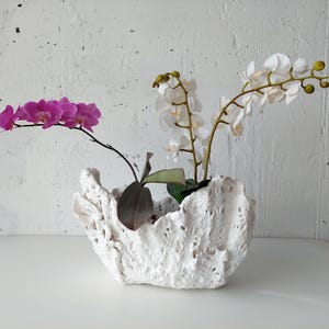 White Cache-Pot. Double Orchid Planter Tenderness Series. Extra Large Handmade