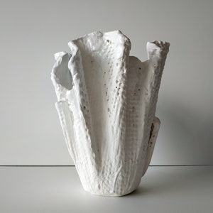 Large modern sculptural planter. Scandinavian tall vase. Large white orchid planter pot. image 6