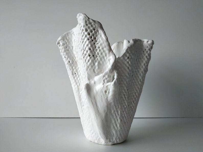 Large modern sculptural planter. Scandinavian tall vase. Large white orchid planter pot. image 1