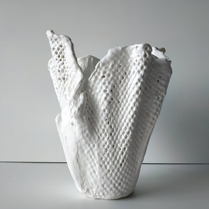 Large modern sculptural planter. Scandinavian tall vase. Large white orchid planter pot. image 4