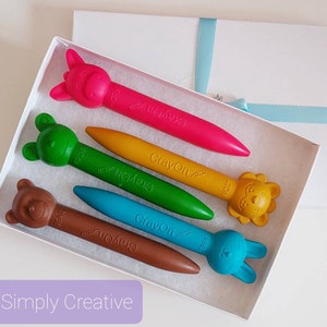 Chunky Animal Crayons- Colouring- Party Favours- Gifts For Kids- Novelty Crayon Shapes Box of 5
