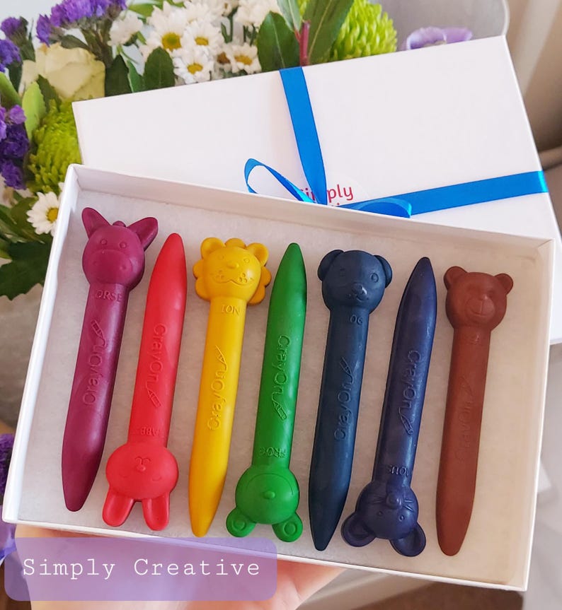Chunky Animal Crayons- Colouring- Party Favours- Gifts For Kids- Novelty Crayon Shapes Box of 7
