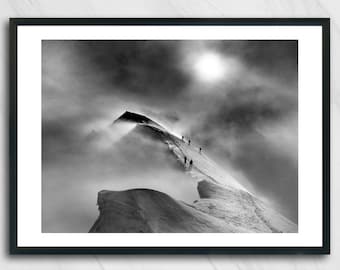 Brume, Alpes, France, Black And White Photography, Wall Art, Vintage Photo, Mountain, Climbing. Mat Gelatin silver print