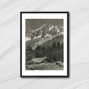 Alpes, France, Black And White Photography, Wall Art, Vintage Photo, Mountain, Skiing, Climbing. Gelatin silver print