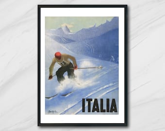 Italy Ski Poster- Réédition d’une affiche vintage