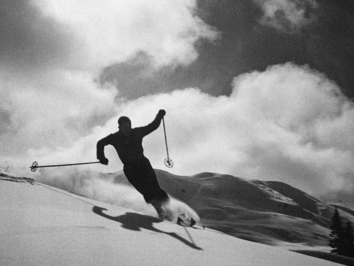 Tirage Argentique Vintage - Skieurs Dans Les Alpes - Circa 1947 - 6,5x9 Cm