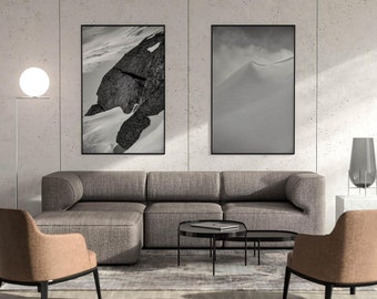 SCULPTURE, Switzerland, Black And White Photography, Wall Art, Mountain, Skiing, Climbing.