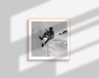 Climber, Alpes, France, Black And White Photography, Wall Art, Vintage Photo, Mountain, Skiing, Climbing Gelatin silver print