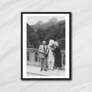 Bear, couple, Funny, Alpes, France, Black And White Photography, Wall Art, Vintage Photo, Mountain, Skiing, Mat Gelatin silver print