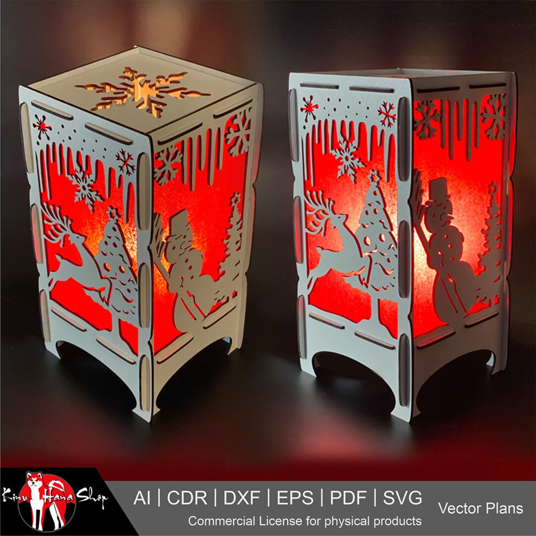 Xmas Lamp, Wooden Lamp, Christmas Decoration, Xmas Decoration Cut File, Xmas Lantern With LED