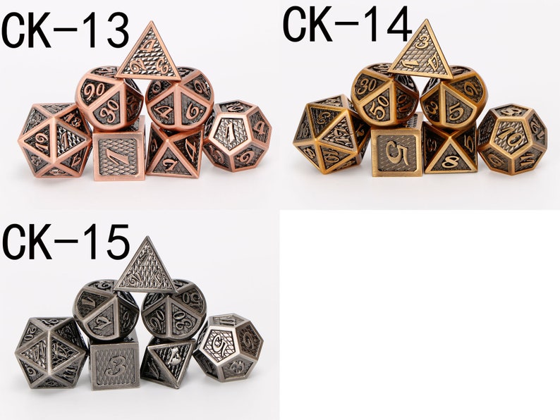 7 Pieces Metal Dice Set Polyhedral Dice Set Fantasy Dice Etsy